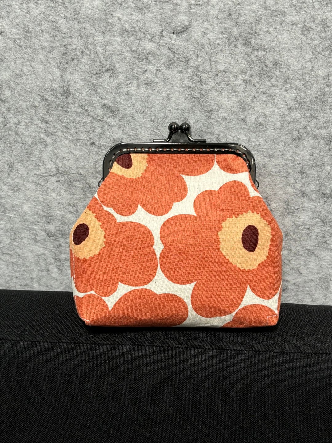 MBC 人手制 Marimekko 10cm 方形框 口金包 散纸包 橙花 - 侧背包/斜挎包 - 棉 橘色