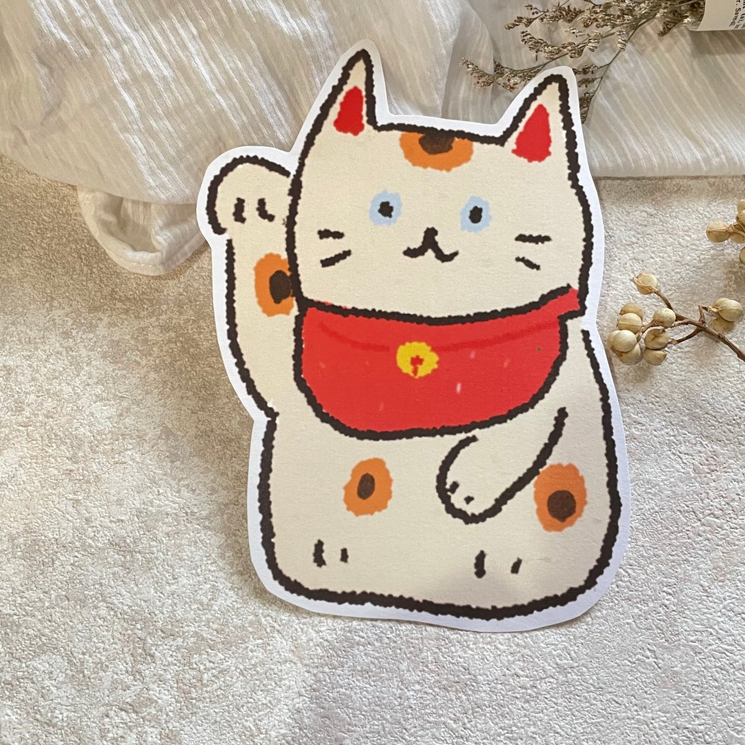 招财猫-春节装饰造型卡 - 红包/春联 - 纸 红色