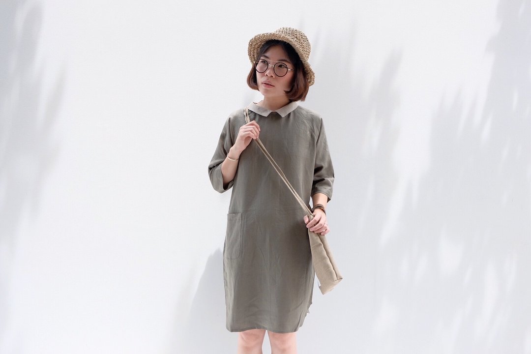 Nobita Dress : Green - 洋装/连衣裙 - 棉 绿色