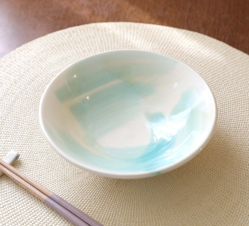有光泽的蓝拉丝饭碗 - 碗 - 陶 蓝色