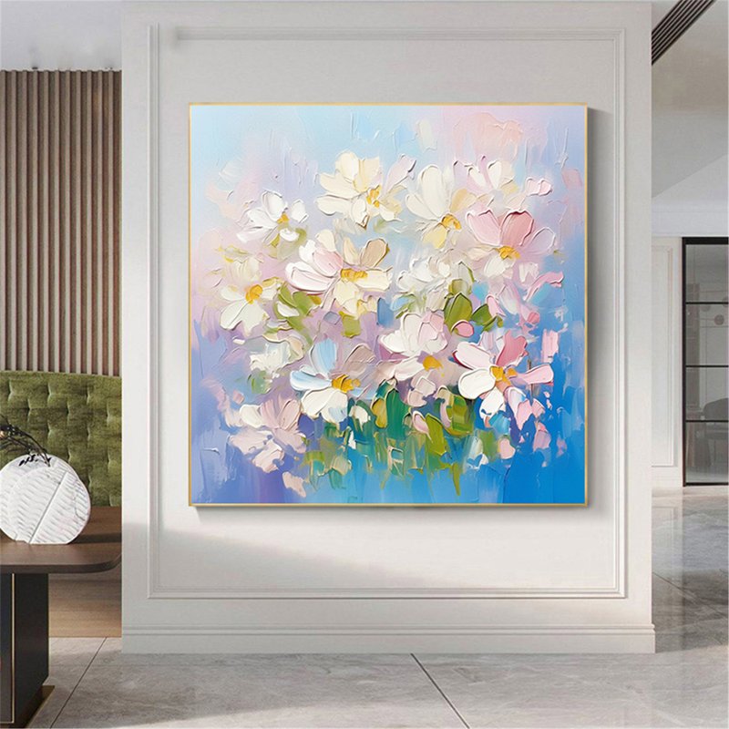 花语 手绘花卉装饰画肌理抽象画餐厅客厅挂画现代田园风治愈风 - 海报/装饰画/版画 - 亚麻 