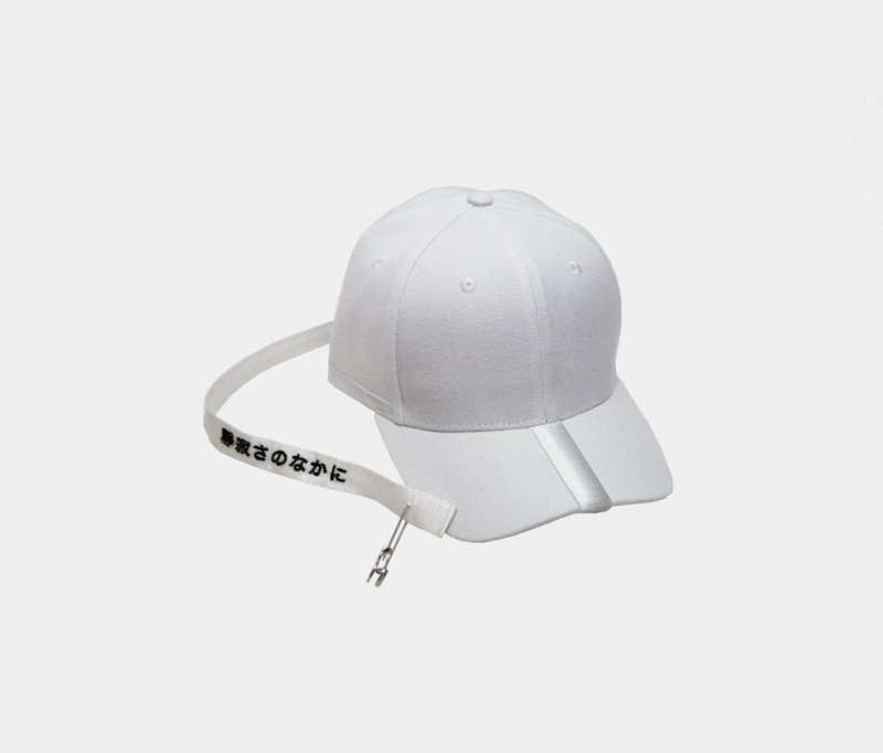 KAKY CAP 01-日文字刺绣老帽棒球帽 - 帽子 - 聚酯纤维 白色