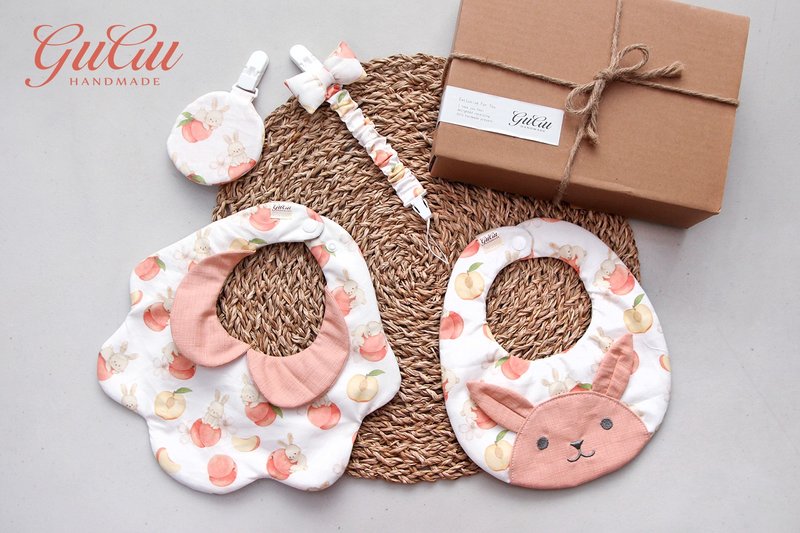 Gugu手创-兔兔/花兜/奶嘴链/发带/遮阳帽/奶嘴链/斗篷/弥月礼盒 - 满月礼盒 - 棉．麻 