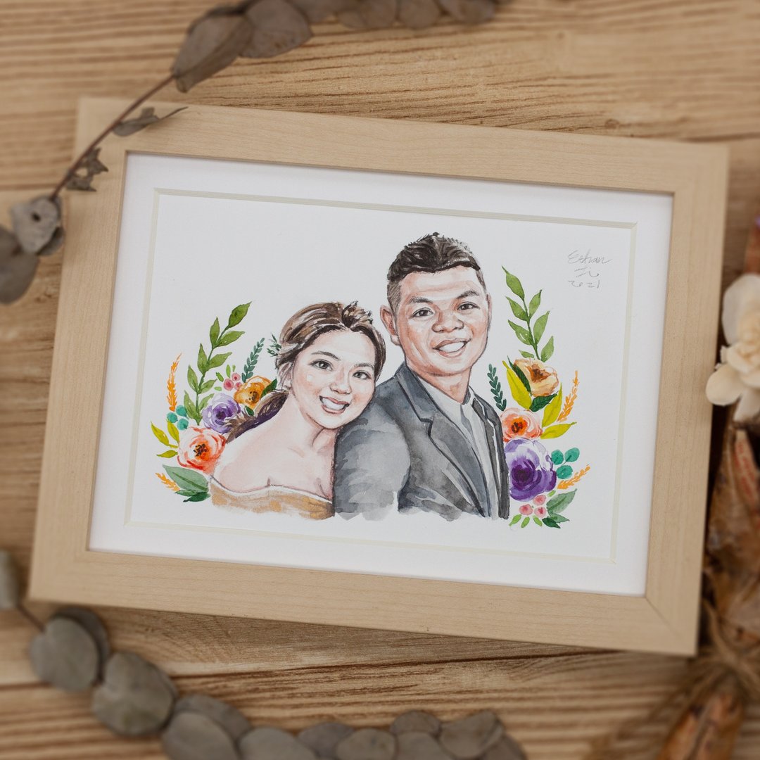 【伊森肖像画】-婚礼插画 (7寸/相框需另购) - 喜帖 - 纸 白色