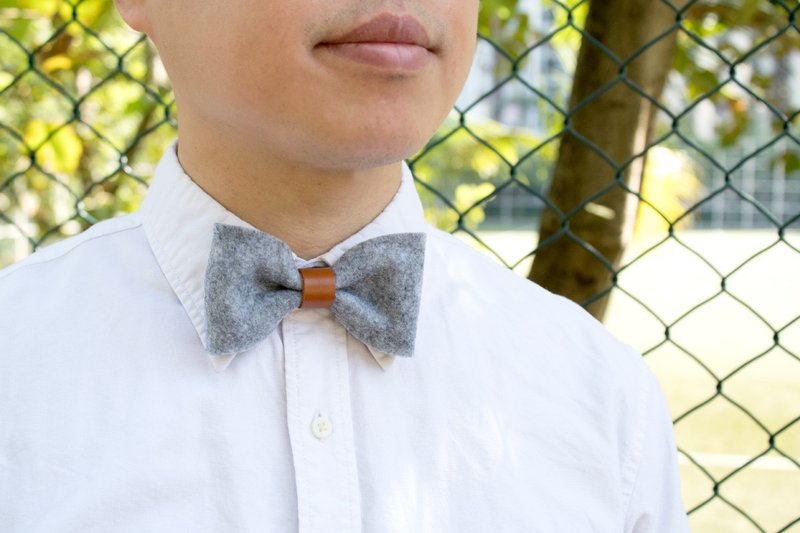 煲呔 Bowtie 领结 领带 伴郎礼 皮革 复古风 毛毡布 - 领带/领带夹 - 其他材质 灰色