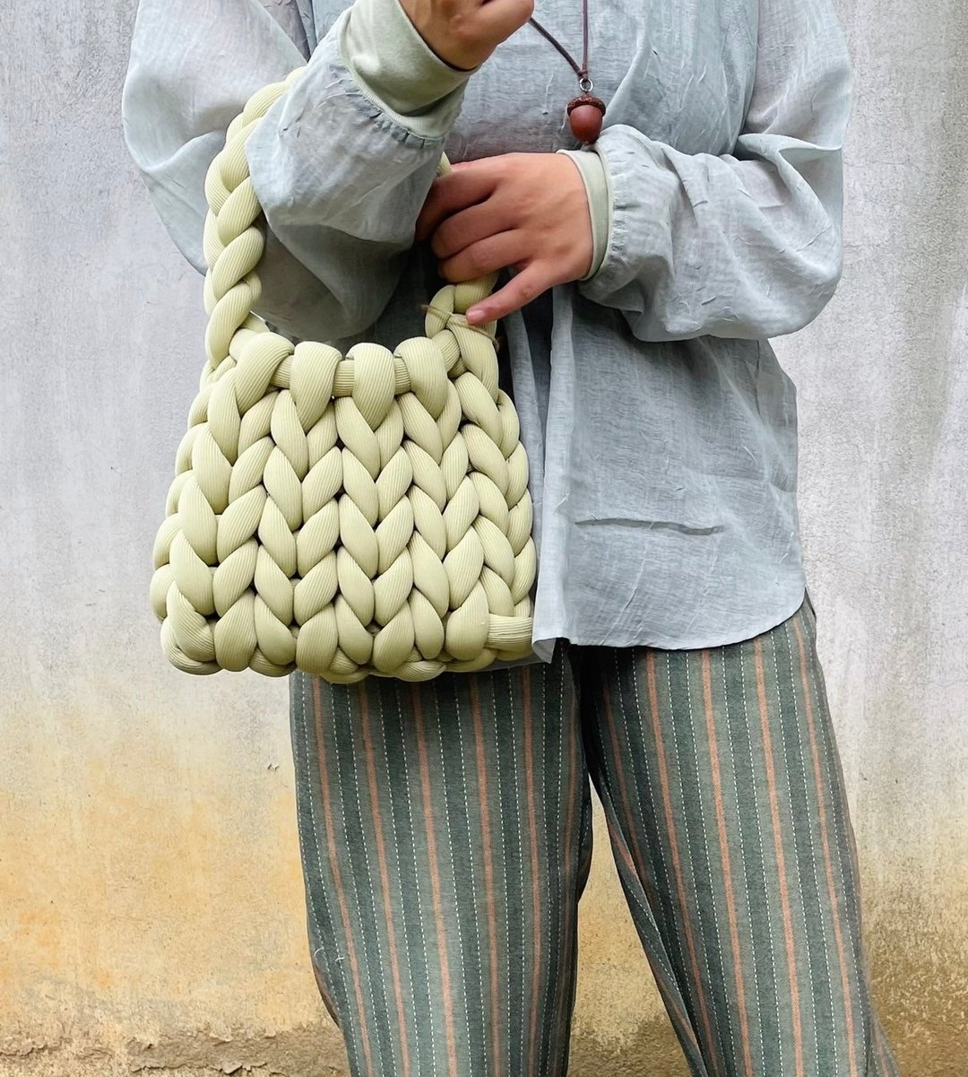 实体 | 台北 | 夏季手编凉感粗线包  可做手提肩斜背 Chunky Knit - 编织/羊毛毡/布艺 - 棉 