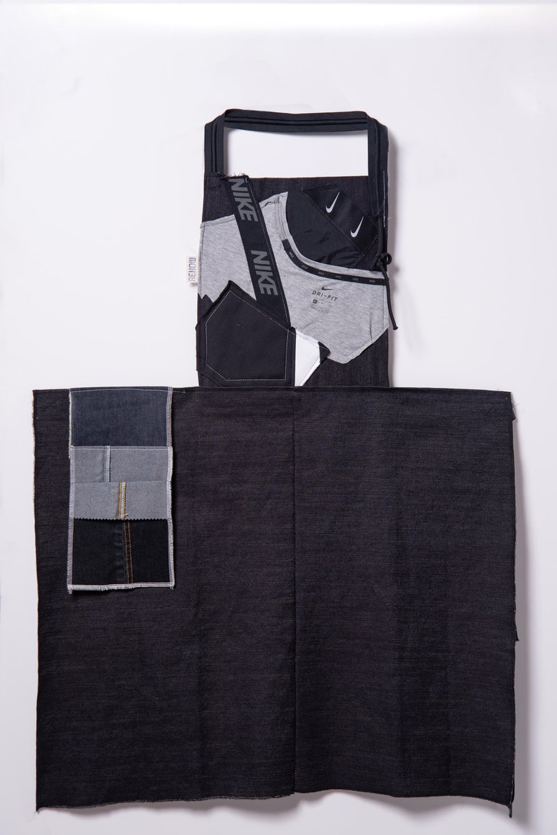 【永续改造】REHOW 设计师工作服/围裙_REMAKE限量商品(牛仔深蓝+ - 围裙 - 棉．麻 