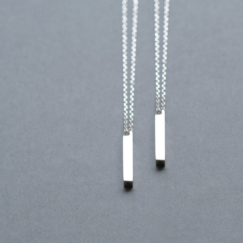2 pieces set) Rectangle pair necklace Silver 925 - 项链 - 宝石 银色