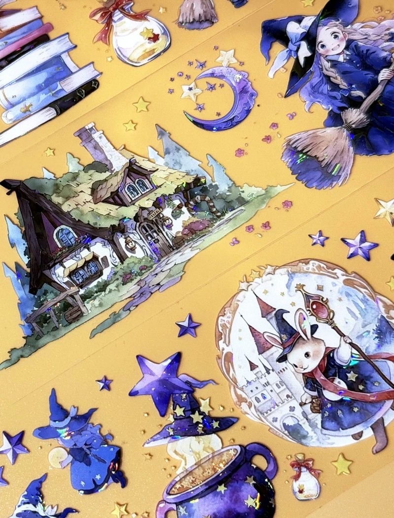 巫女蒙查查 PET 纸胶带 贝壳光 - 纸胶带 - 其他材质 多色