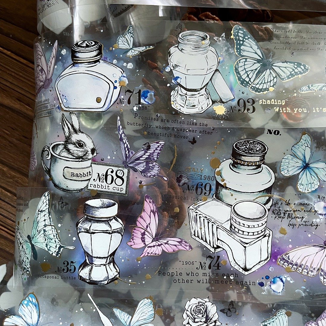 印章图鉴・墨水瓶 亮面PET纸胶带 / 立体烫金 - 纸胶带 - 纸 