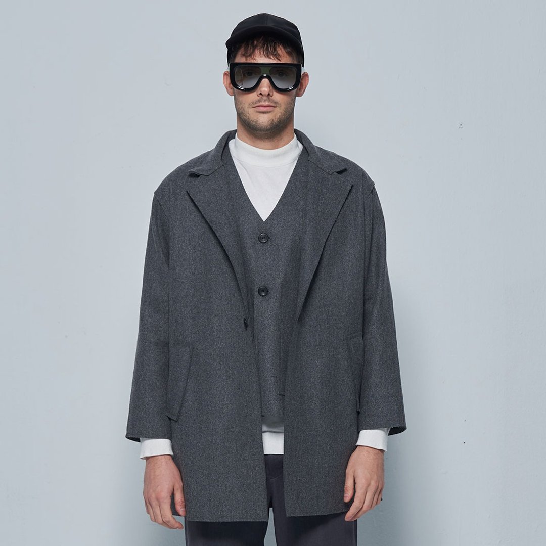 Stone@s Wool Coat In Brown / 灰色 羊毛大衣 外套 - 男装外套 - 羊毛 灰色