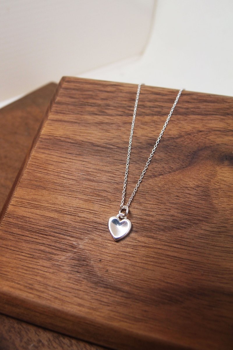 925纯银凹面爱心日常搭配项链 - 项链 - 银 
