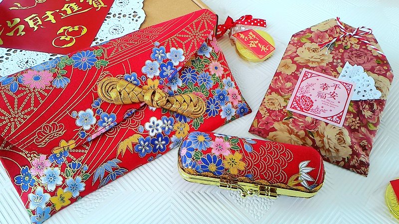 繁花留金 红包袋+印鉴盒组合 钱母袋/存折袋 - 红包/春联 - 棉．麻 红色