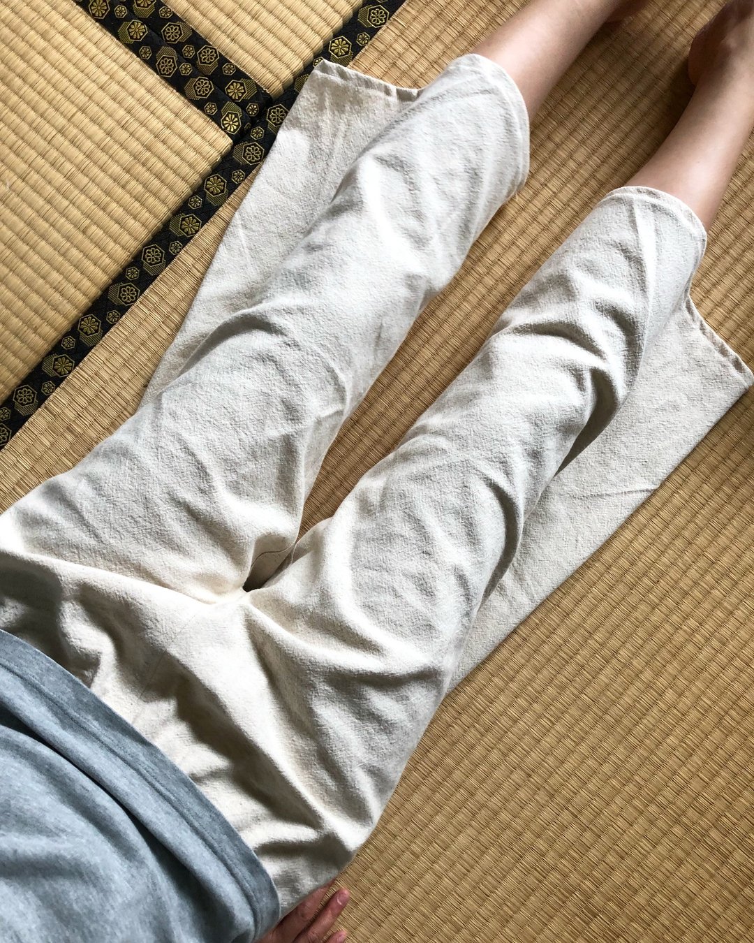 水洗中磅棉麻日常 瑜珈 运动七分直筒裤 - 女装长裤 - 棉 多色
