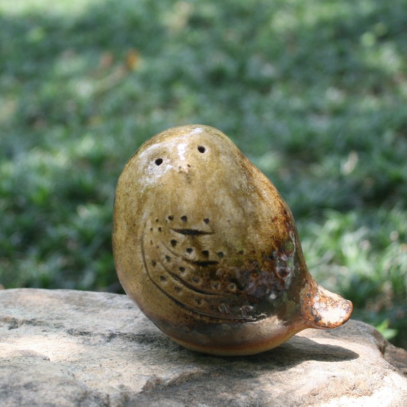 柴烧手捏陶摆饰 福气猫头鹰 003 - 摆饰 - 陶 咖啡色