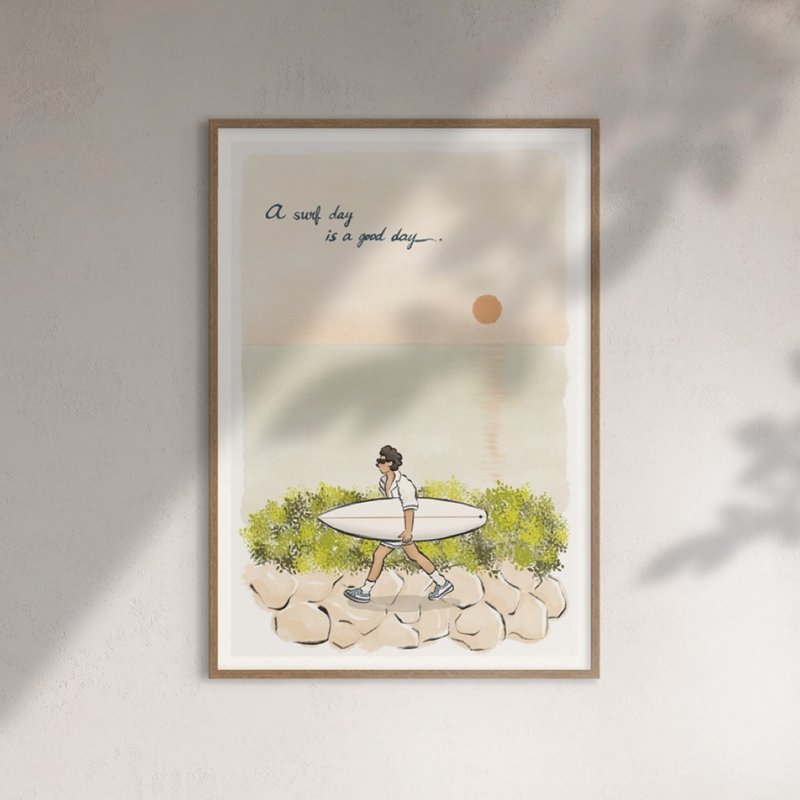 a surf day is a good day 印刷画作 墙壁装饰 - 海报/装饰画/版画 - 纸 白色