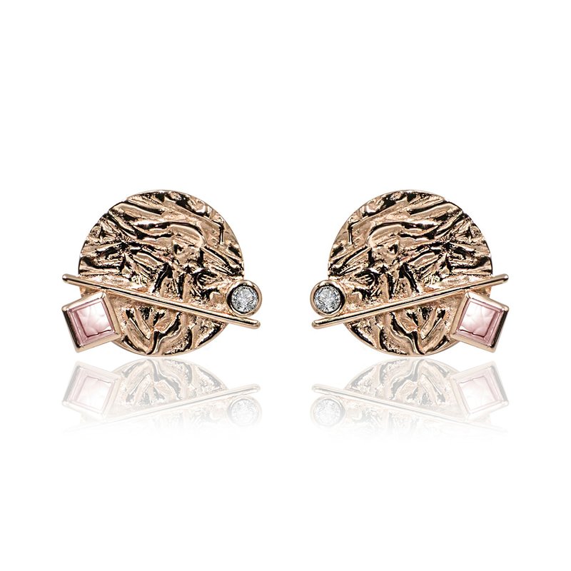 THINKING DAISY - CANVAS 玫瑰金 艺术风 纯银镀18K金耳环 - 耳环/耳夹 - 纯银 粉红色