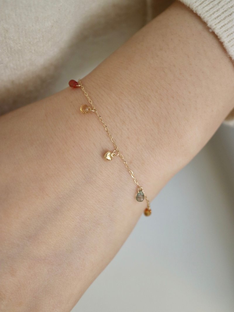 【情人节推荐】彩色蓝宝石 k金爱心手链 akoya珍珠手链  日本制 - 手链/手环 - 珍珠 多色