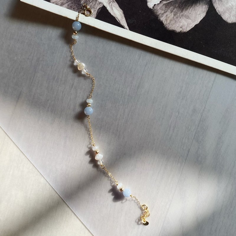 14K包金珍珠手链_海蓝宝 14KGF bracelet - 手链/手环 - 珍珠 