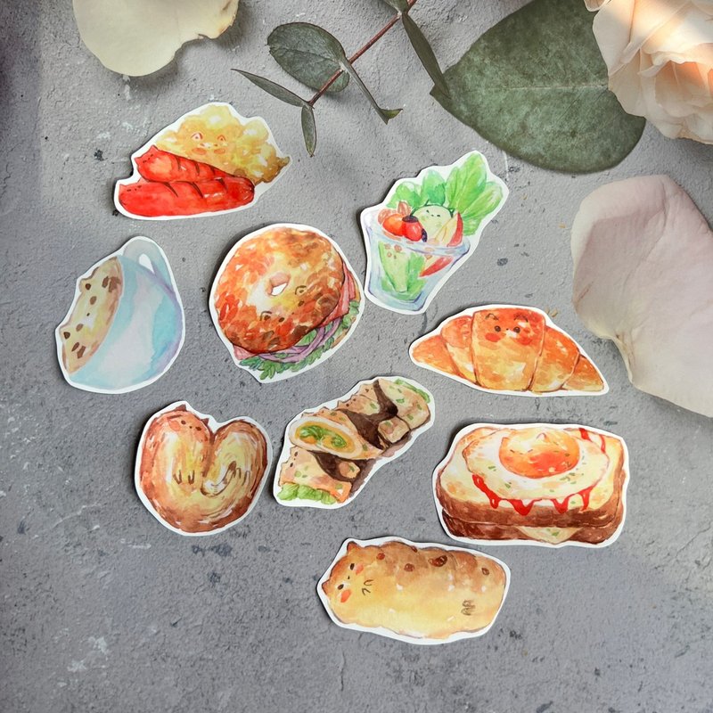 喵食早午餐防水贴纸 - 贴纸 - 塑料 多色