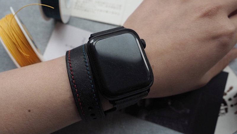 纯手工牛皮爱马仕双圈款苹果AppleWatch表带 定制化刻字礼物 订制 - 表带 - 真皮 多色