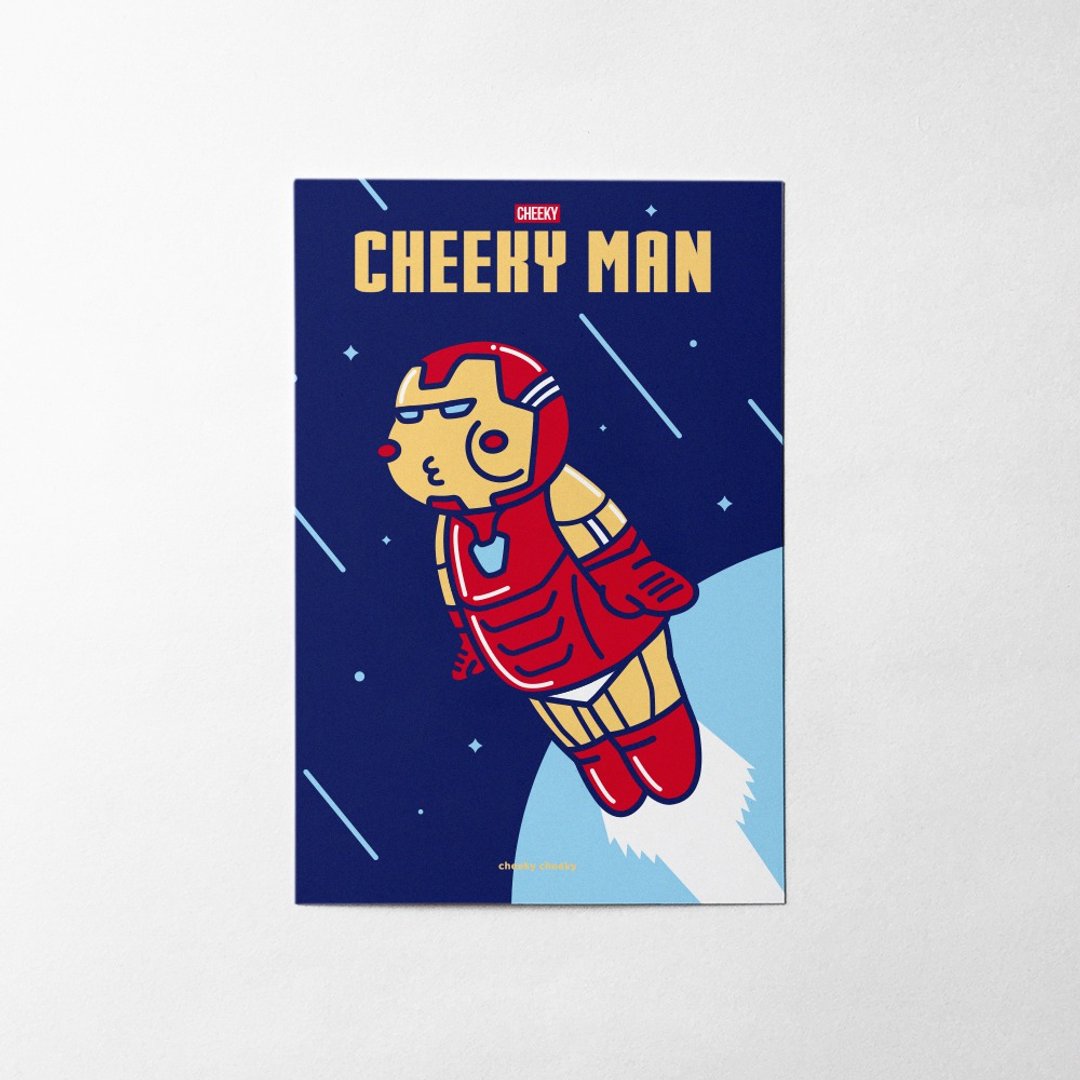 cheeky cheeky 厚面子 恶搞Marvel漫威 厚铁奇侠CHEEY MAN 明信片 - 卡片/明信片 - 纸 白色