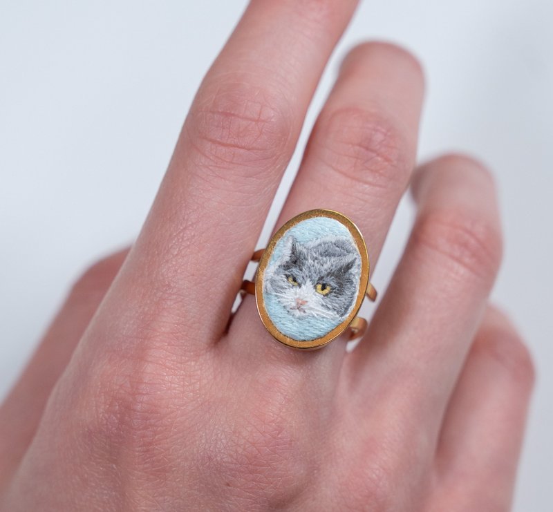 【定制】宠物刺绣戒指 - 戒指 - 绣线 