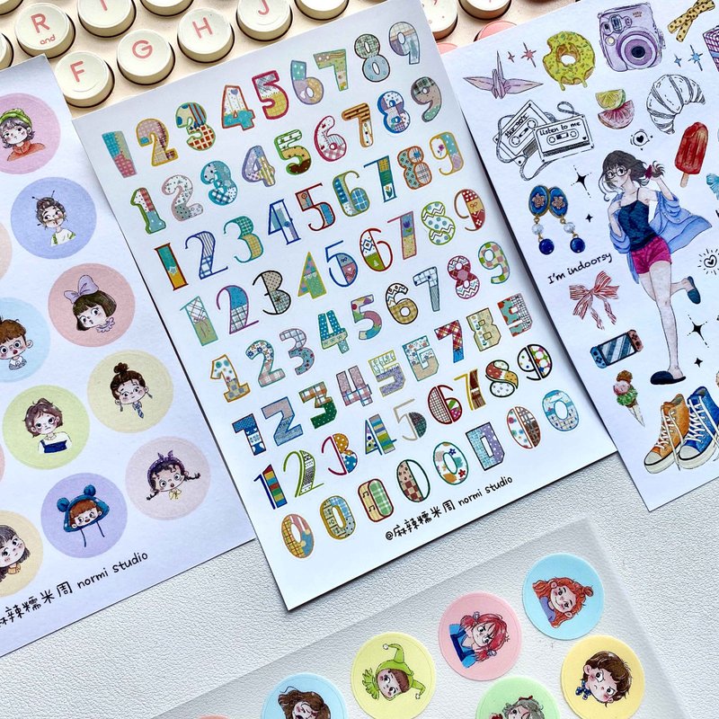 【贴纸】拼布日付/清凉一夏/大头贴 可爱盐系手帐素材 - 贴纸 - 纸 多色