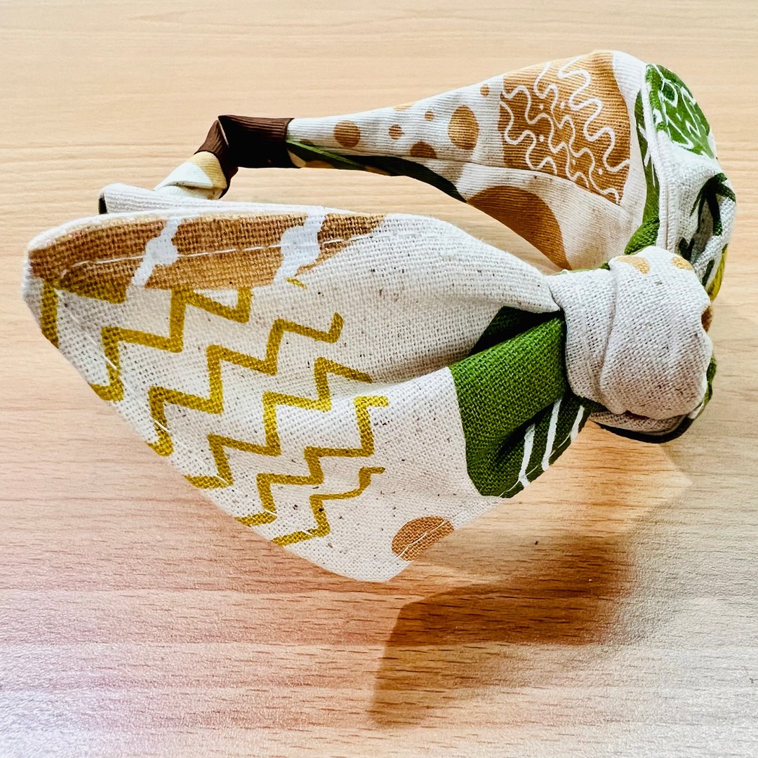 MOYA 宽版手工发箍 绿绿黄黄的东西 - 发饰 - 棉 蓝色