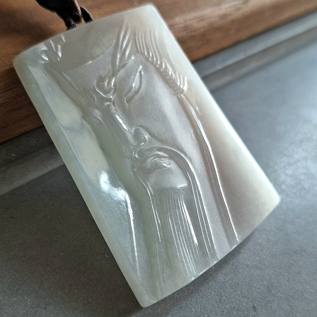 关二哥关二爷吊坠 | 天然缅甸 A 货翡翠玉器 | 关帝关公关云长关羽 - 项链 - 玉石 