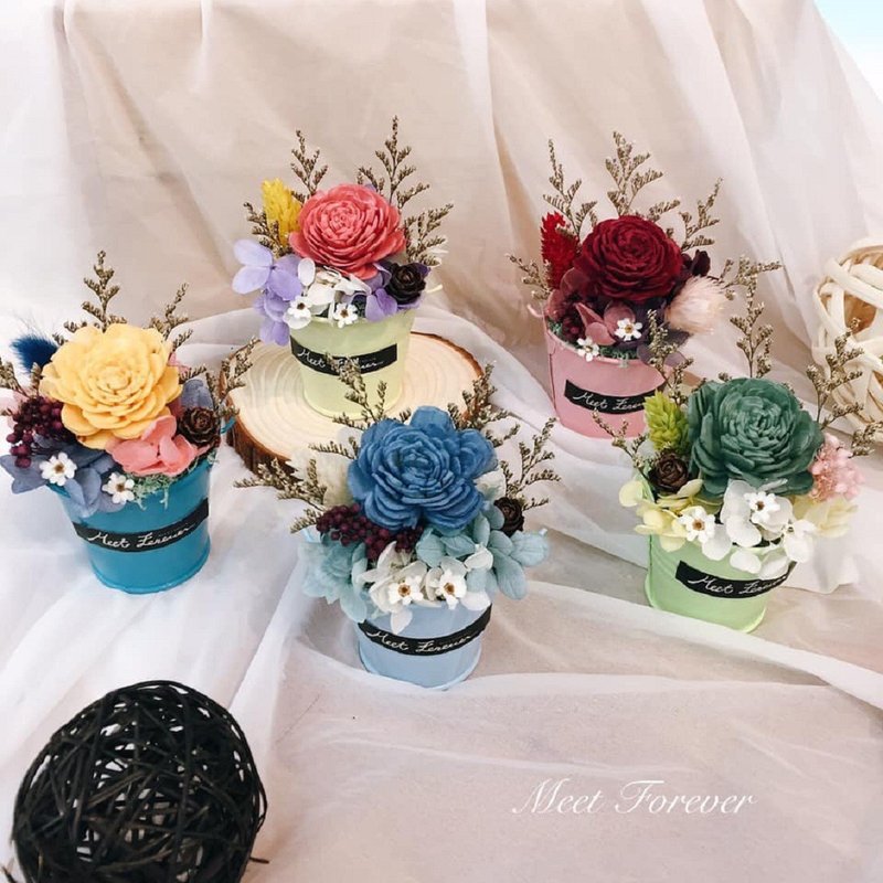 干燥花小铁盆栽||台南【遇见恒久】店面花艺体验课程 - 植栽 - 植物．花 