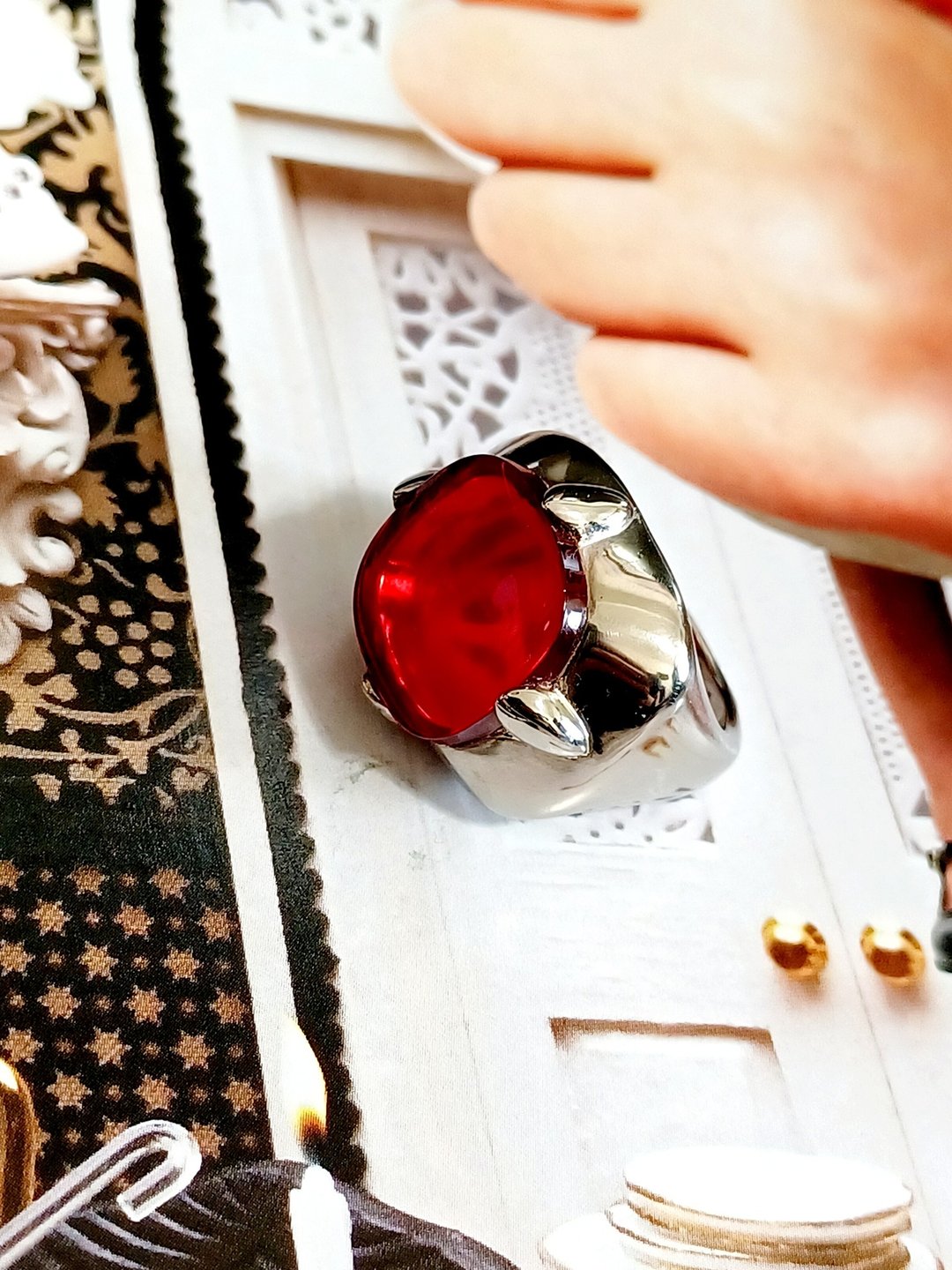 vintage jewelry Monet  透明红色仿宝石 戒指 - 戒指 - 其他金属 
