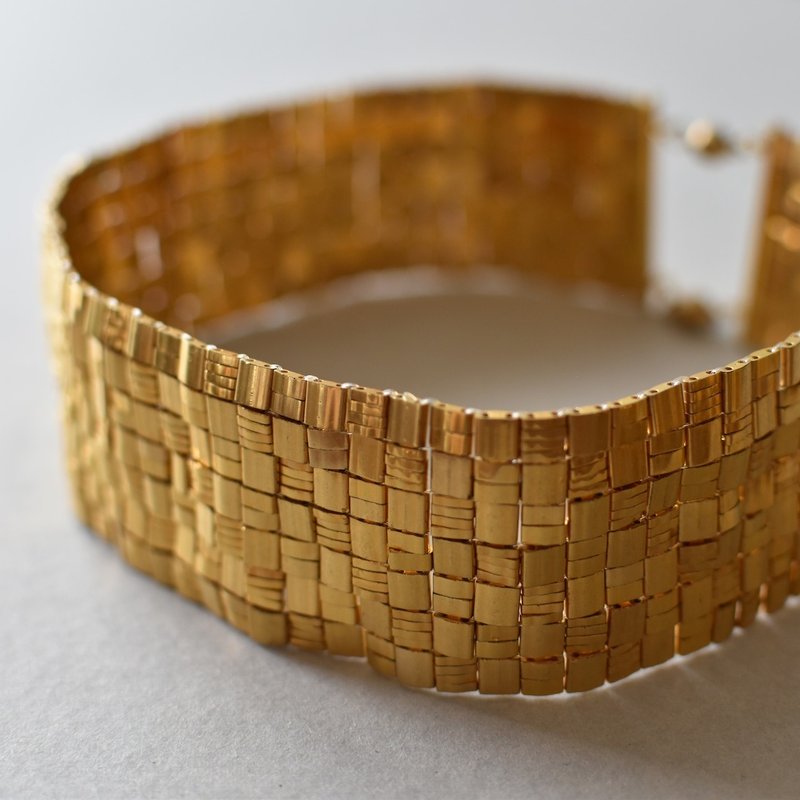 细胞 35mm / 金色 - 项链 - 玻璃 