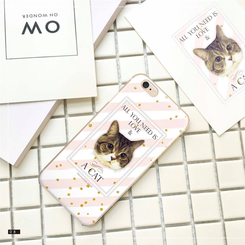 原创宠物手机壳 x 定制化 (粉红 x 白条纹款) iPhone、Android - 手机壳/手机套 - 塑料 粉红色