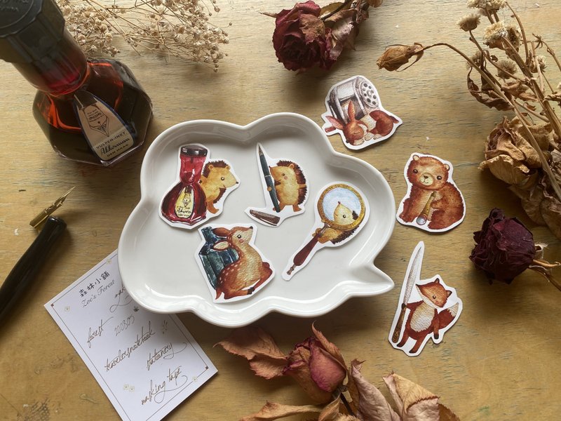 Zoe's forest 森林小动物复古文具贴纸 - 贴纸 - 纸 