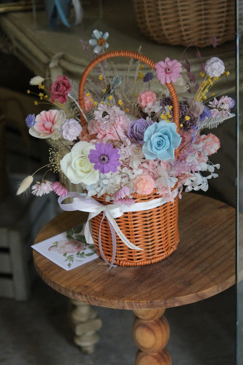 【小美冰淇淋】永生花篮/居家布置/节日送礼/开幕花礼 - 干燥花/捧花 - 植物．花 多色