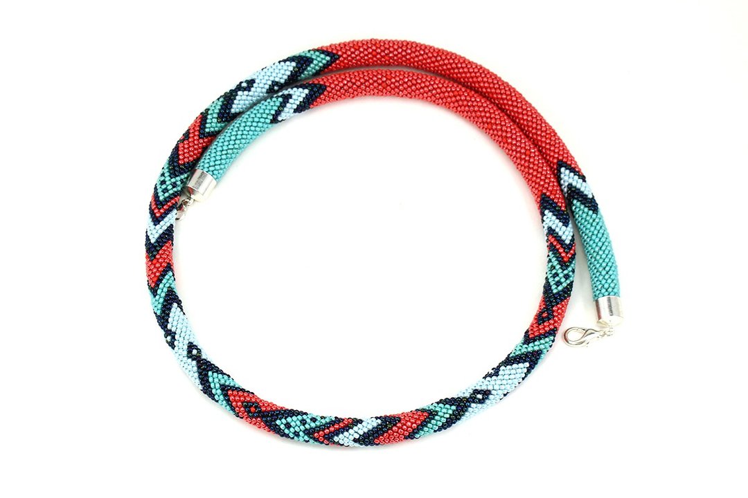 Bead Crocheted Necklace Seed Bead Necklace Long Beaded Necklace Gift For Women - 长链 - 琉璃 多色