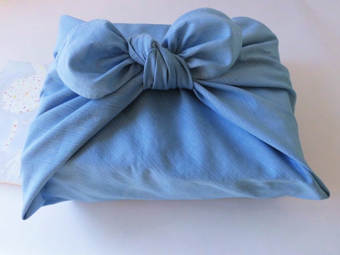 Indigo dyeing, pongee-style cotton, large format, furoshiki_B Asagi-iro - 其他 - 棉 蓝色