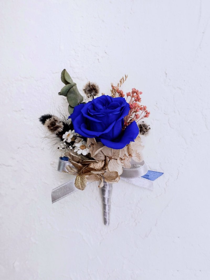 新郎/主婚人胸花【群青风】- 婚礼 / 永生花 - 胸花/手腕花 - 植物．花 蓝色