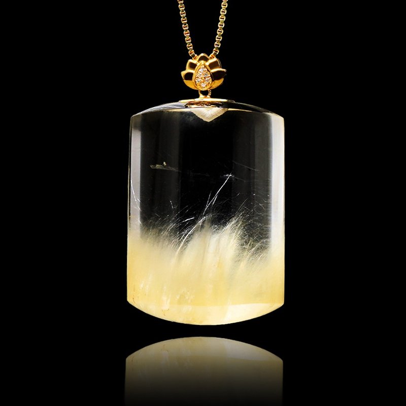 【正佳珠宝】兔毛水晶 顶级幽灵白兔毛 无事牌 20.6g 兔毛幽灵 - 项链 - 半宝石 多色