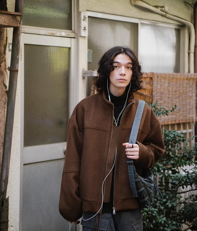 为美酒和爱情干杯 复古羊毛呢夹克 - 男装外套 - 其他材质 咖啡色