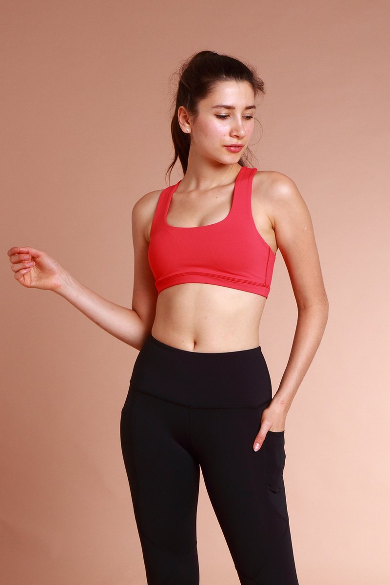 【换季特惠】#1143 宽带露背运动内衣 吸湿排汗-血腥玛利 - 女装瑜珈服 - 聚酯纤维 红色