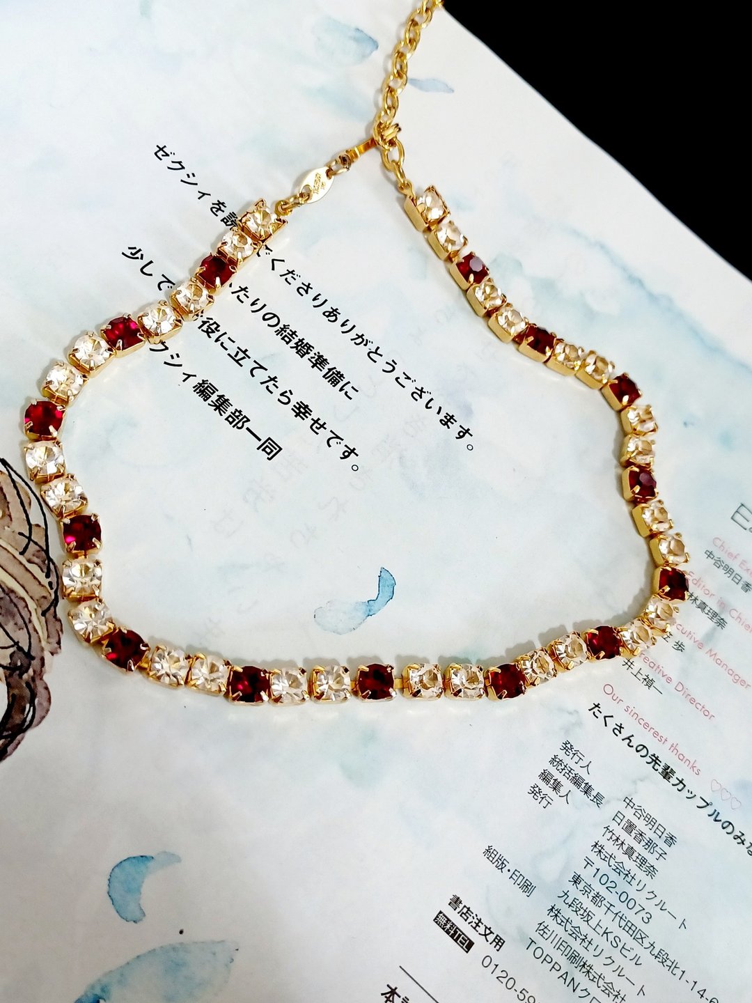 vintage jewelry  Trifari 高雅单钻双色莱茵 项链 - 项链 - 其他金属 