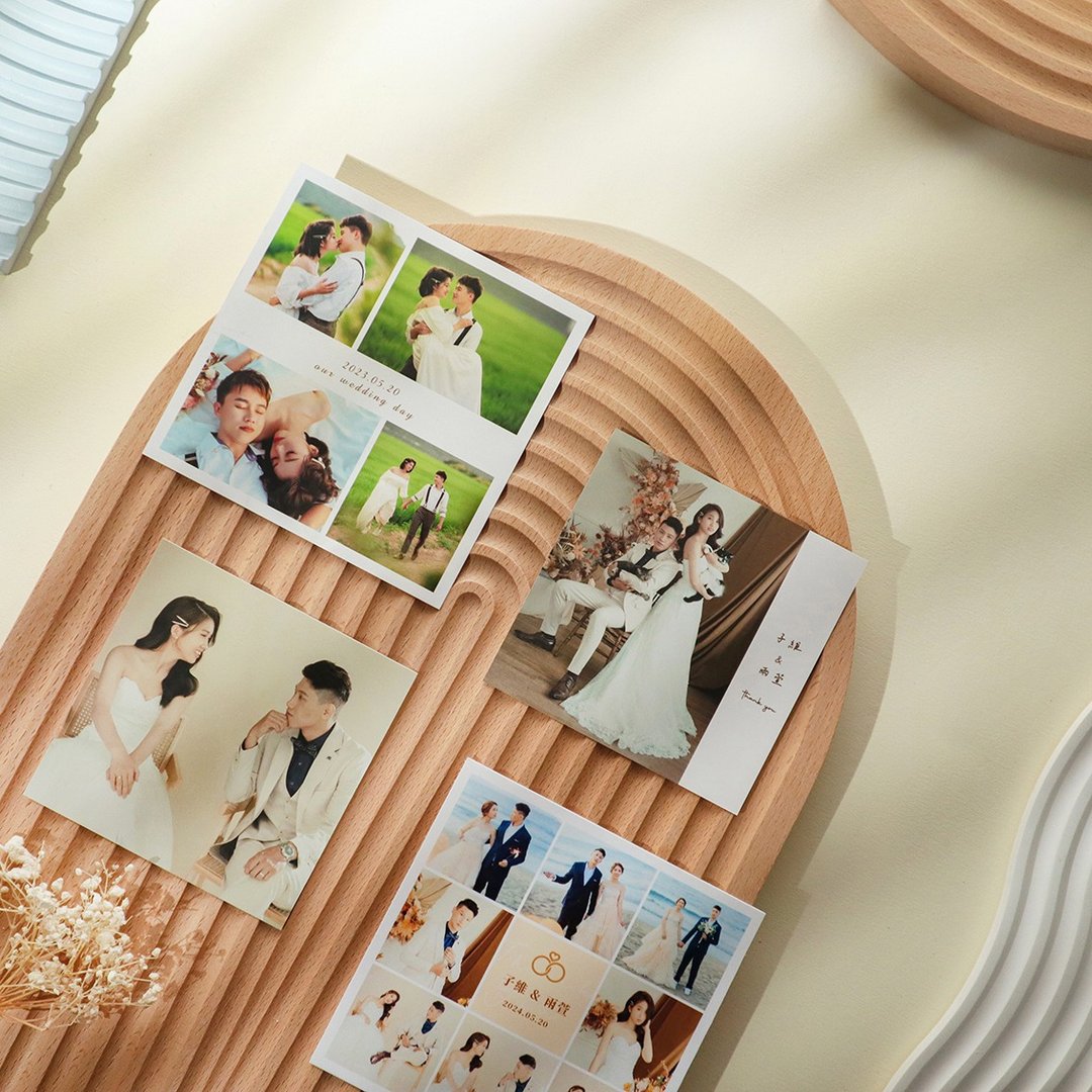 | 婚宴 - 方形九宫格谢卡 | 相片谢卡 结婚谢卡 婚礼谢卡 - 卡片/明信片 - 纸 白色