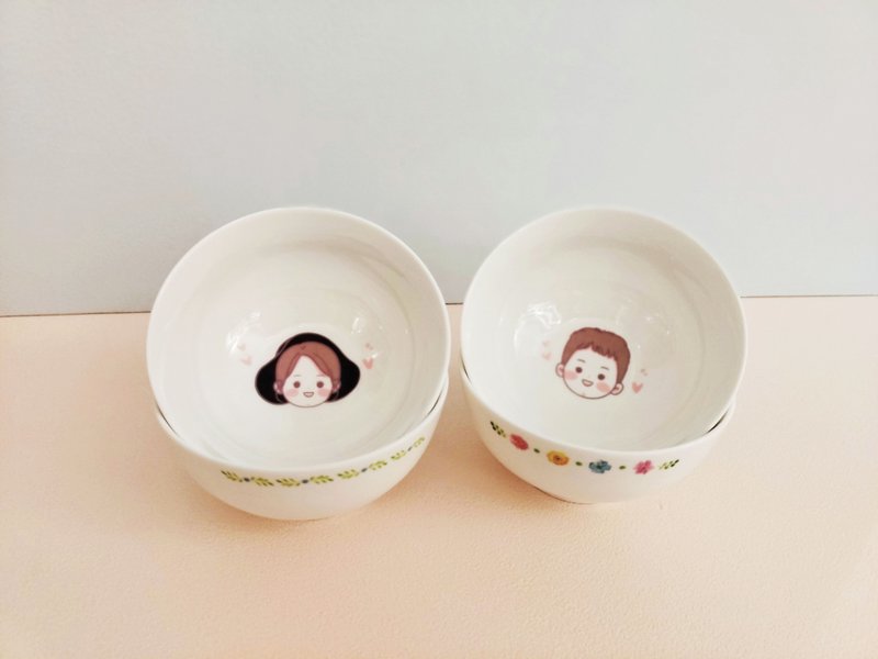 定制化似头像颜绘碗  甜蜜绘色系列-甜蜜时光   头像绘图 - 碗 - 瓷 多色