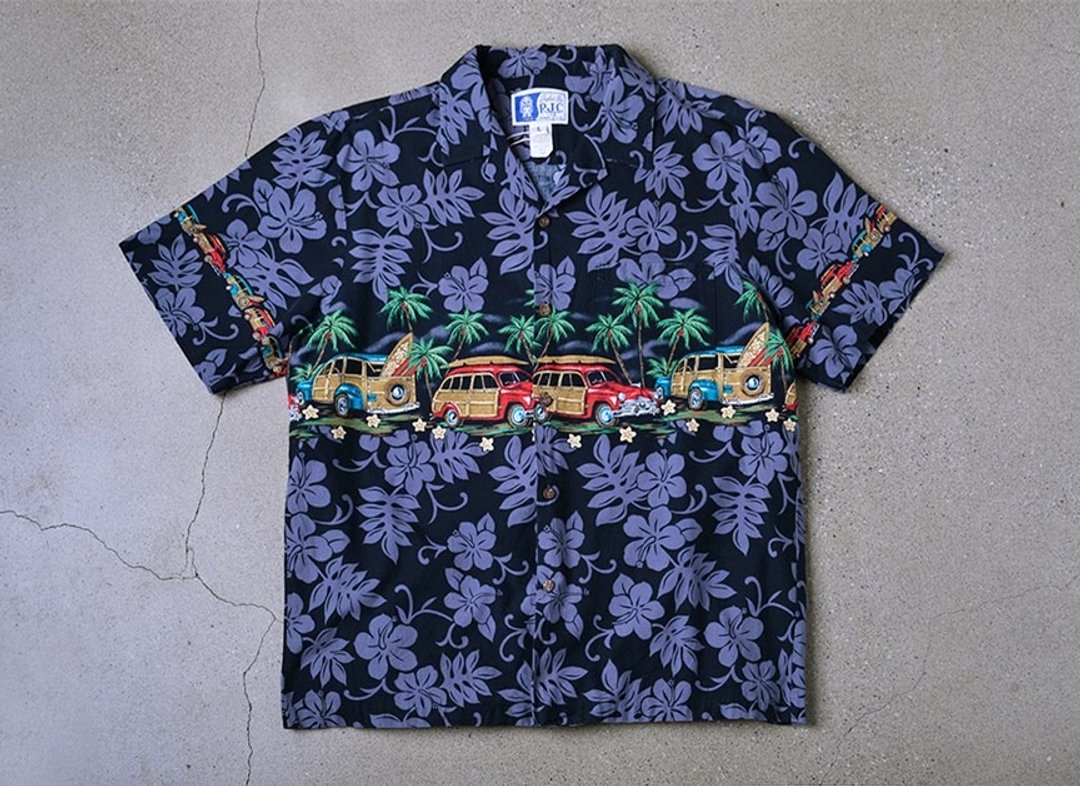 Vintage Hawaii Shirts 夏威夷衬衫 古着衬衫  - 男装衬衫 - 棉 蓝色