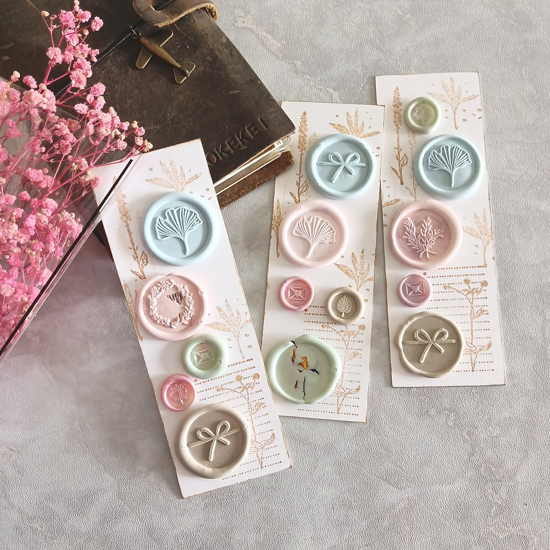 手工手帐火漆蜡币牛皮纸书签 Handmade Seal Wax Coins Bookmark - 书签 - 蜡 
