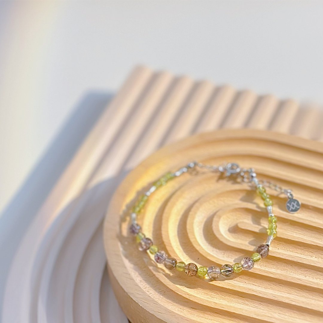 XXTRA Thyself 手链 | 橄榄石 黑金超七 | 丰盛出发 - 手链/手环 - 水晶 绿色