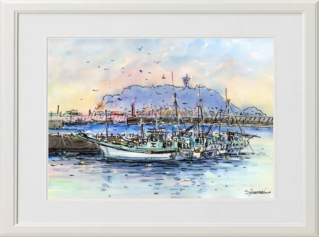 镰仓・腰越渔港风景 - 海报/装饰画/版画 - 纸 蓝色