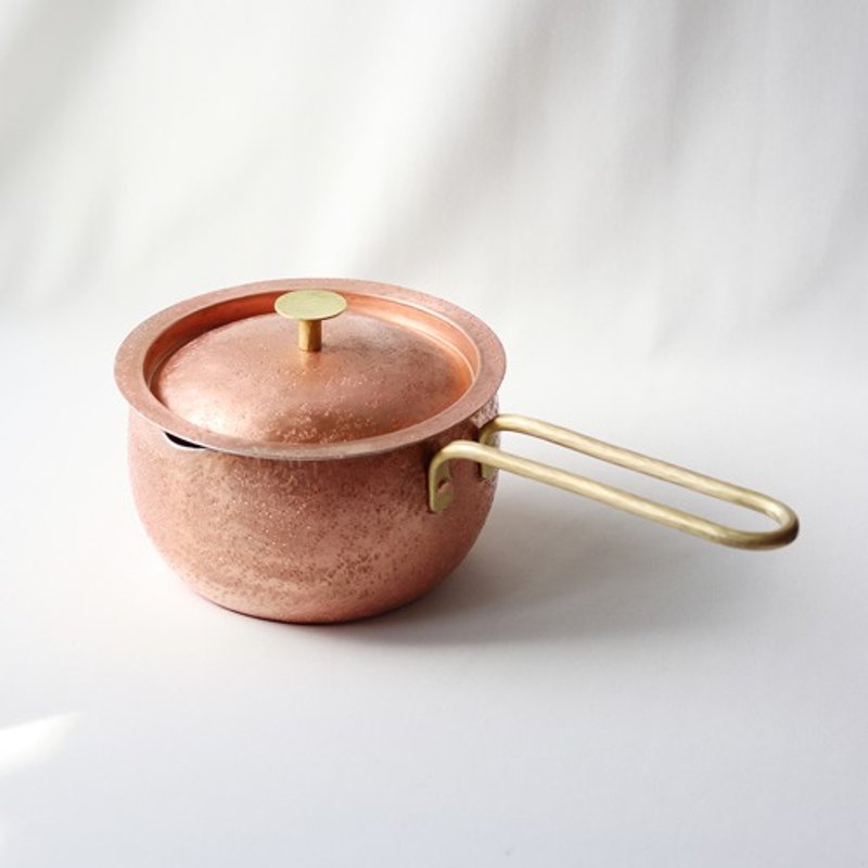 圆形牛奶锅 (附盖) - 厨房用具 - 铜/黄铜 咖啡色